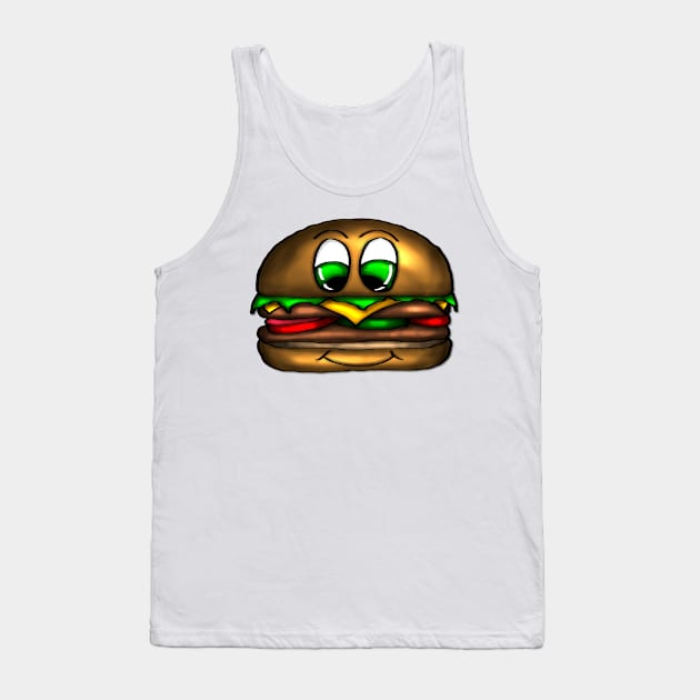 Cute Hamburger/ Burger with face Tank Top by emyzingdesignz